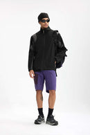 Color-Block Windproof Cycling Jacket - Black