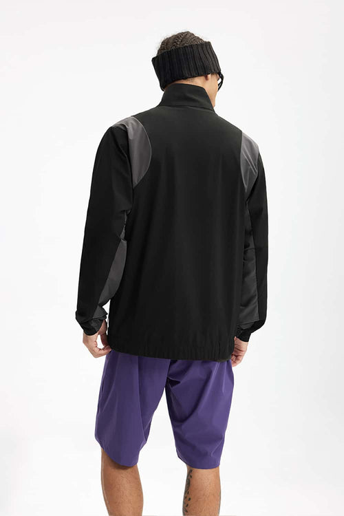 Color-Block Windproof Cycling Jacket - Black