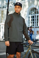 Color-Block Windproof Cycling Jacket - Medium Gray