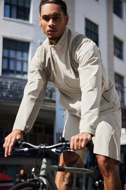 Color-Block Windproof Cycling Jacket - Sand