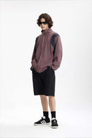 Panelled Windproof Stand-Collar Cycling Jacket in Vintage Purple - front product view