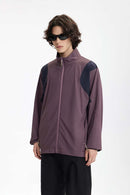 Panelled Windproof Stand-Collar Cycling Jacket in Vintage Purple - front product view