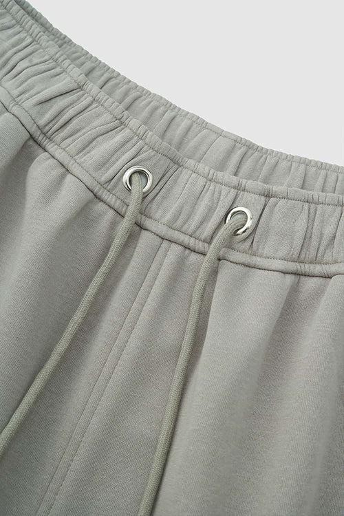 Wide-Leg Cropped Sweat Shorts - Beige