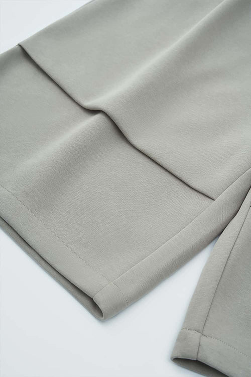 Wide-Leg Cropped Sweat Shorts - Beige