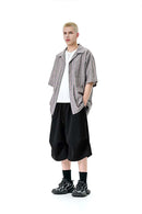 Wide-Leg Cropped Sweat Shorts - Black