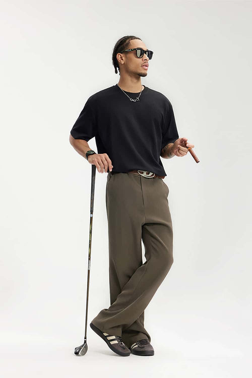 Draped Casual Trousers - Dark Brown