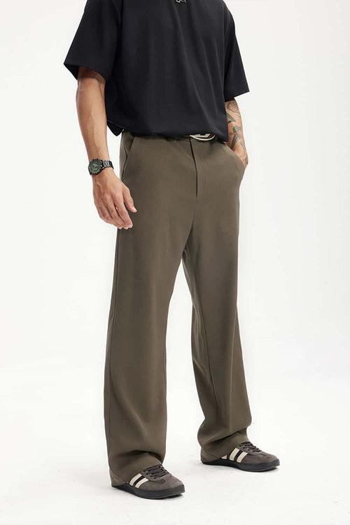 Draped Casual Trousers - Dark Brown