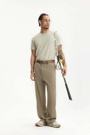 Draped Casual Trousers - Dark Khaki