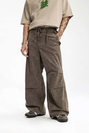 Washed Flap-Pocket Parachute Pants - Gray Brown