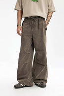 Washed Flap-Pocket Parachute Pants - Gray Brown