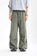 Washed Flap-Pocket Parachute Pants - Grayish Green