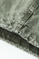 Washed Flap-Pocket Parachute Pants - Grayish Green