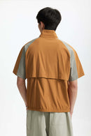 Water-Repellent Color-Block Active Over-Shirt - Brown