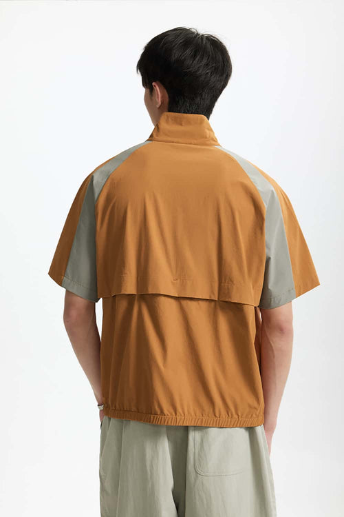 Water-Repellent Color-Block Active Over-Shirt - Brown