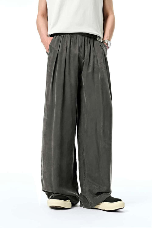 Cooling Wide-Leg Casual Trousers - Dark Gray