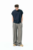 Cooling Wide-Leg Casual Trousers - Light Gray