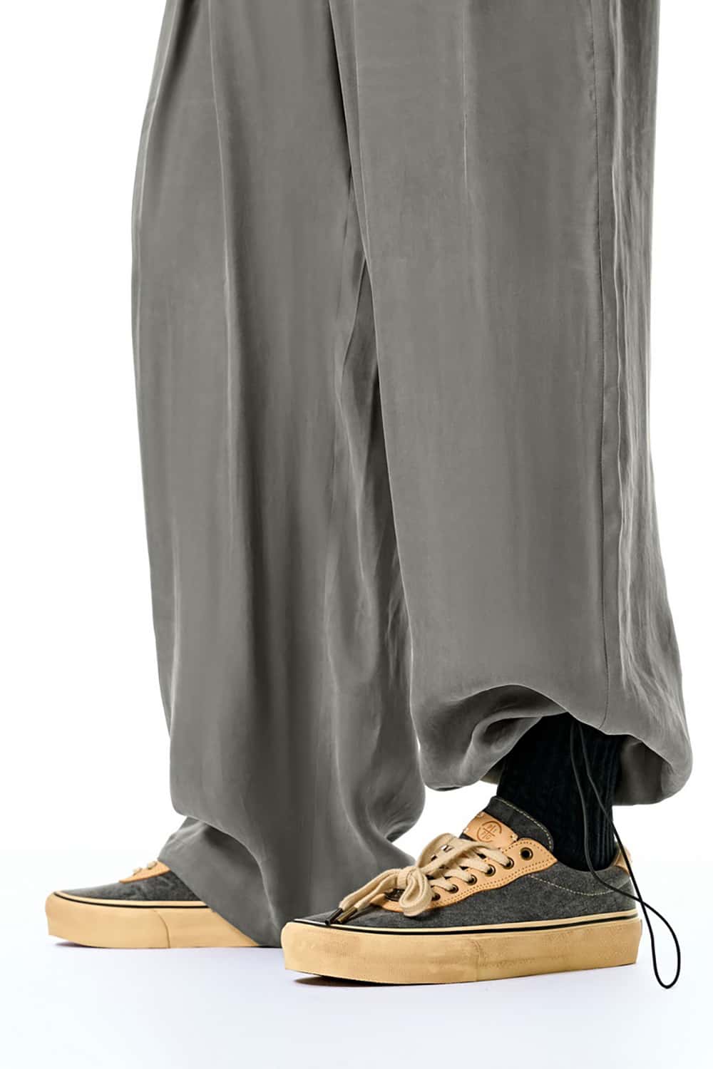 Luxurious Copper Ammonia Silk Wide-Leg Pants with Draped Texture