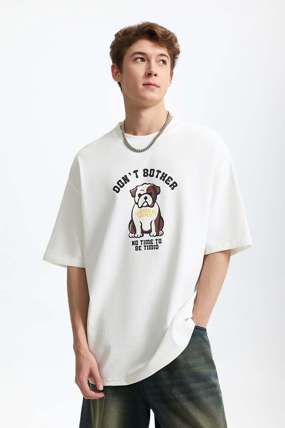 French Bulldog Fun Print T-Shirt - Vintage Heavyweight Casual Short Sleeve