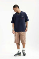 Pocket Flocked Graphic Tee - Royal Blue