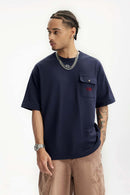 Pocket Flocked Graphic Tee - Royal Blue
