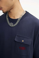 Pocket Flocked Graphic Tee - Royal Blue