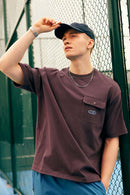 Pocket Flocked Graphic Tee - Vintage Purple