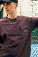 Pocket Flocked Graphic Tee - Vintage Purple