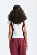 Graphic Color-Block Raglan-Sleeve Sporty T-Shirt in White - back product view