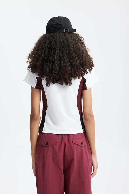 Graphic Color-Block Raglan-Sleeve Sporty T-Shirt in White - back product view