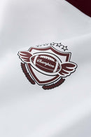 Graphic Color-Block Raglan-Sleeve Sporty T-Shirt in White - product detail close-up
