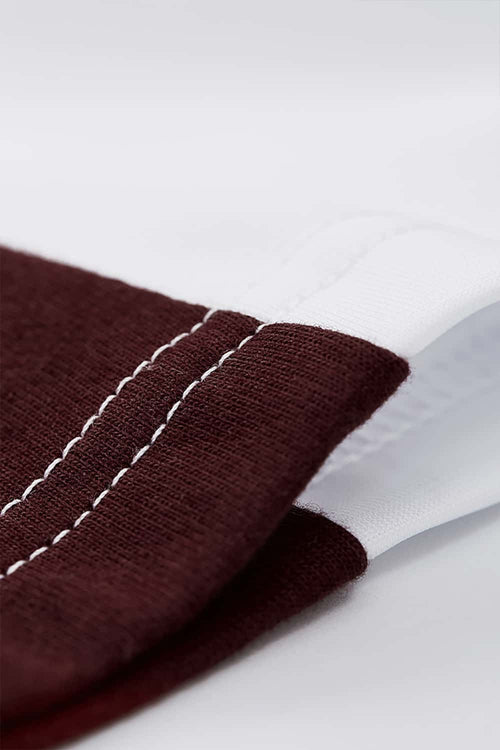 Graphic Color-Block Raglan-Sleeve Sporty T-Shirt in White - cuff detail