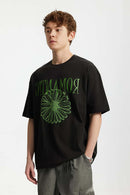 Puff-Print Floral Graphic Tee - Black