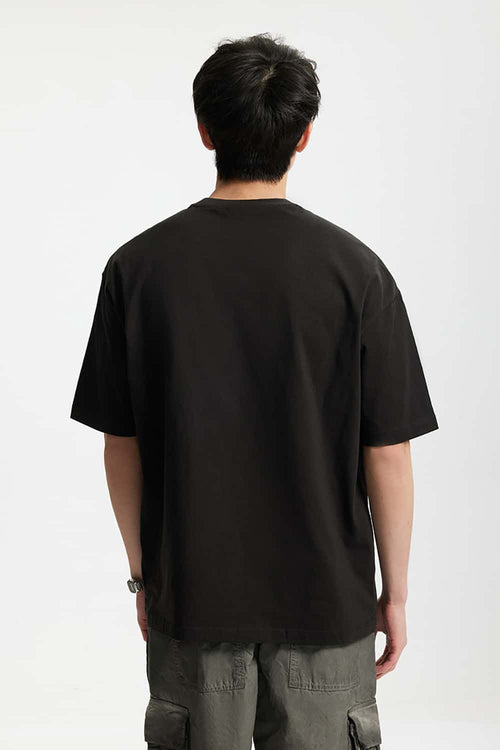 Puff-Print Floral Graphic Tee - Black