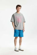 Puff-Print Floral Graphic Tee - Gray
