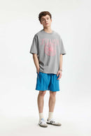 Puff-Print Floral Graphic Tee - Gray