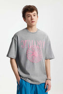 Puff-Print Floral Graphic Tee - Gray