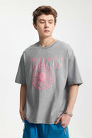 Puff-Print Floral Graphic Tee - Gray