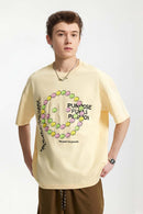 Vintage Crackle Graphic Relaxed Tee - Apricot