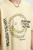 Vintage Crackle Graphic Relaxed Tee - Apricot