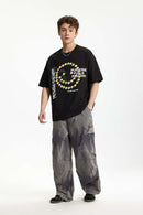 Vintage Crackle Graphic Relaxed Tee - Black