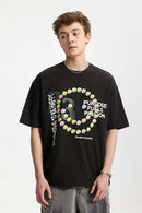Vintage Crackle Graphic Relaxed Tee - Black