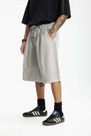Acid Wash Cotton Cargo Shorts - Light Gray