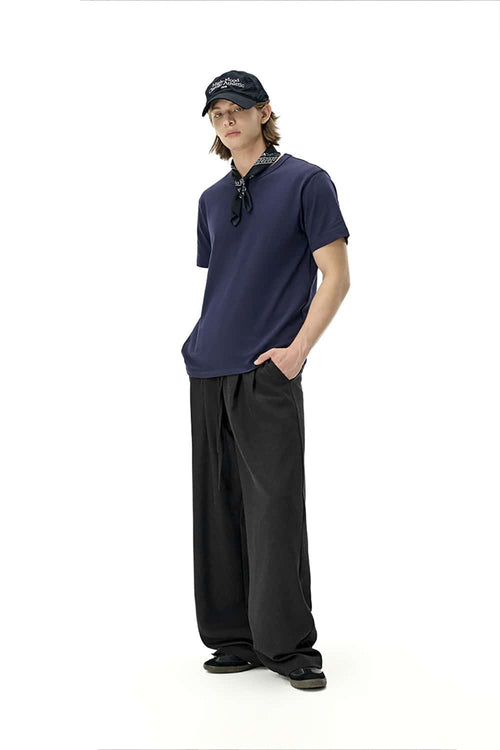 Men's Loose-Fit Linen Blend Trousers - Black