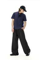 Men's Loose-Fit Linen Blend Trousers - Black