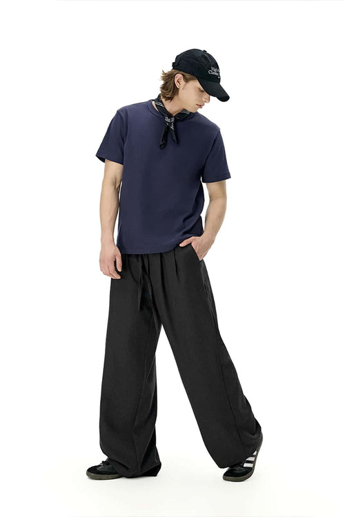 Men's Loose-Fit Linen Blend Trousers - Black