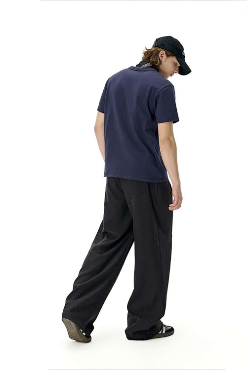 Men's Loose-Fit Linen Blend Trousers - Black