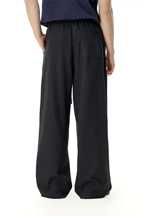 Men's Loose-Fit Linen Blend Trousers - Black