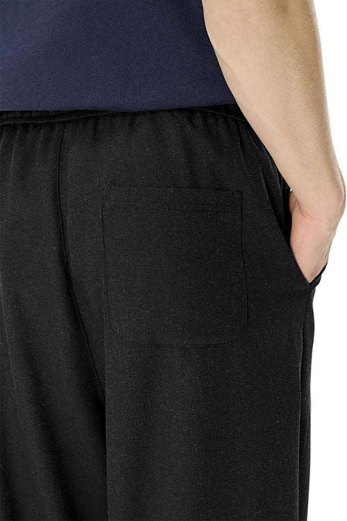 Men's Loose-Fit Linen Blend Trousers - Black