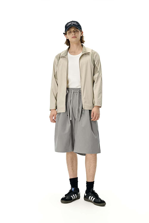 Relaxed Utility Cargo Shorts - Light Gray