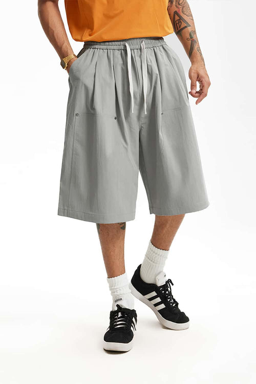 Relaxed Utility Cargo Shorts - Light Gray